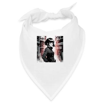 Monochromes Phänomen: Schönes Anime-Mädchen in einem - Bandana - Weiß - Vorne