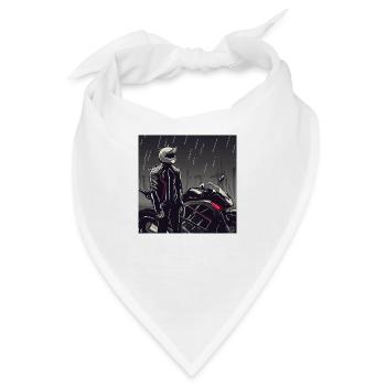Motorrad Bleistiftzeichnung - Bandana - Weiß - Vorne