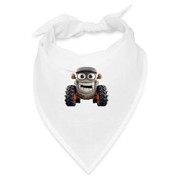 Traktor mit lustigem Gesicht - Bandana - Weiß - Vorne