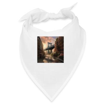 Brooklyn Bridge bei Regen im Sonnenuntergang - Bandana - Weiß - Vorne