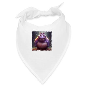 niedliches Hippo - Bandana - Weiß - Vorne