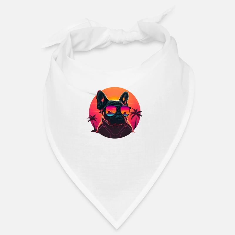 Synthwave bouledogue français Sunset Bandana