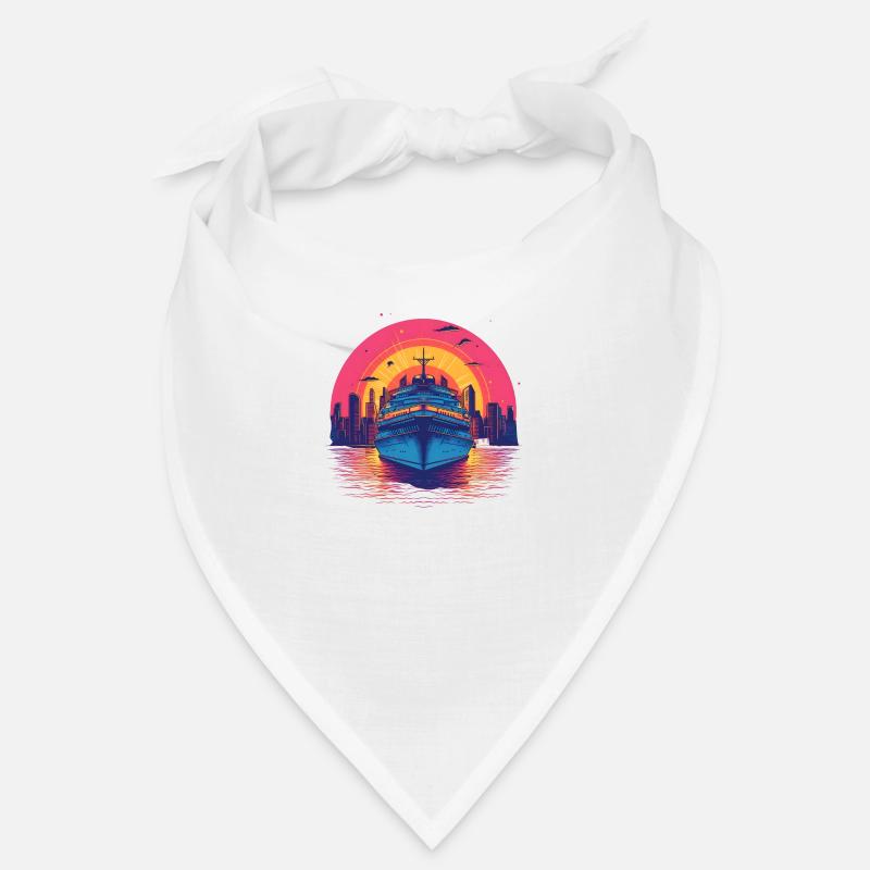 Synthwave cruise ship sunset Bandana