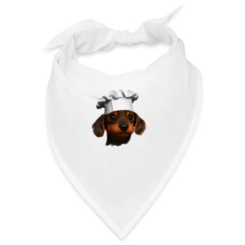 Dachshund Dackelwelpe Kochen Gastronom Hund Hunde - Bandana - Weiß - Vorne
