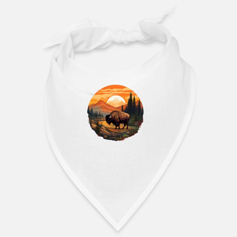 Bison Sunset - Bandana - white