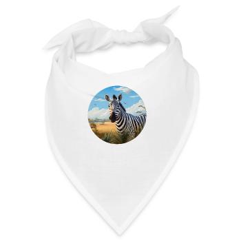 Zebra in Savanne - Bandana - Weiß - Vorne