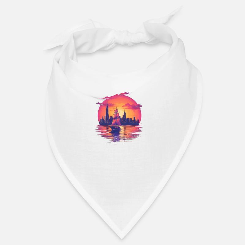 Synthwave sailing ship sunset Dream Bandana