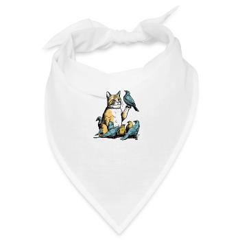 Kito, die Vogelkatze - Bandana - Weiß - Vorne