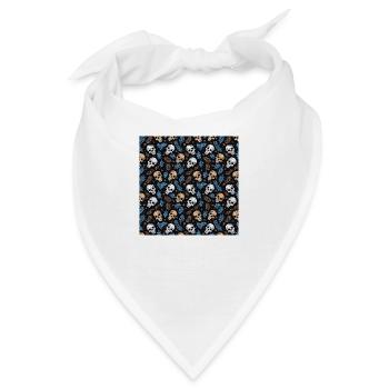 Totenköpfe Nahtloses Muster Gothic Dark Halloween - Bandana - Weiß - Vorne