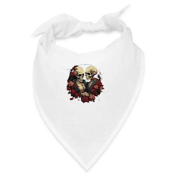 Skelett-Liebespaar im Comic-Stil - Bandana - Weiß - Vorne