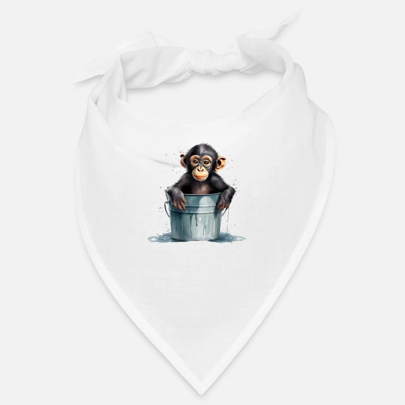 Affe sitzt im Wassereimer Bandana
