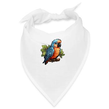 Papagei auf einem Ast im Comic-Stil - Bandana - Weiß - Vorne