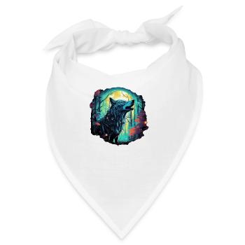 Epischer Wolf bei Vollmond - Bandana - Weiß - Vorne