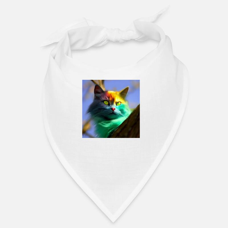 Chat multicolore sur un arbre Bandana