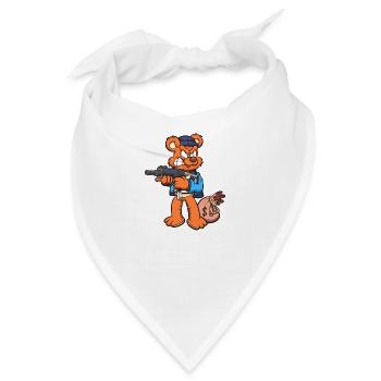 Teddybär mit Uzi - Bandana - Weiß - Vorne