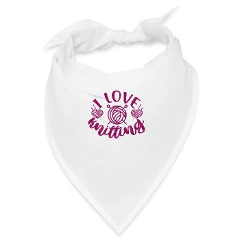 I love knitting, Stricken Häkeln Handarbeit Hobby - Bandana - Weiß - Vorne