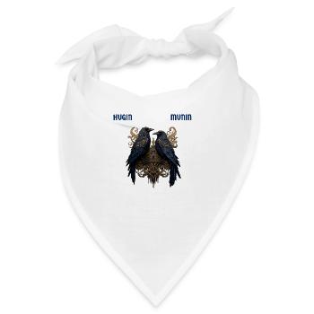 Hugin und Munin, die Raben Odins (mit Aufschrift) - Bandana - Weiß - Vorne