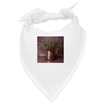 Lavendel in einer Kupferkanne - Bandana - Weiß - Vorne
