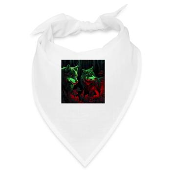 Wölfe im Neon-Stil - Bandana - Weiß - Vorne