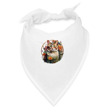 Katzenportrait im Jugendstil - Bandana - Weiß - Vorne