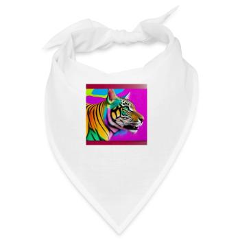 Tiger Farbig - Bandana - Weiß - Vorne