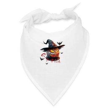 Halloween-Kürbisse in Hexenhüten - Bandana - Weiß - Vorne