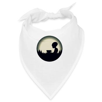 Alien Außerirdischer Kaffee Silhouette Nachthimmel - Bandana - Weiß - Vorne