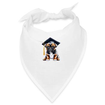 Bachelor Bulldogge Hunde Studium Schulabschluss - Bandana - Weiß - Vorne