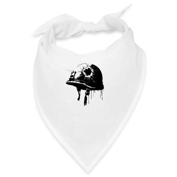 Kriegshelm mit Einschussloch | Antikriegsbild - Bandana - Weiß - Vorne