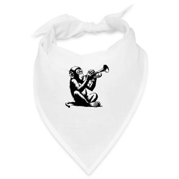 Affe spielt emotional Trompete - Bandana - Weiß - Vorne