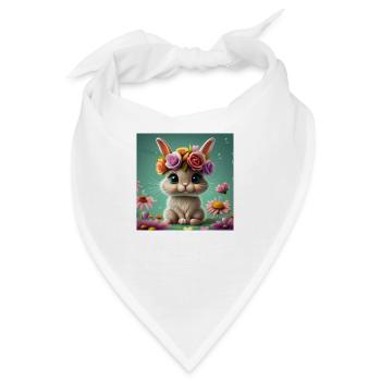 Kaninchen Blumen - Bandana - Weiß - Vorne
