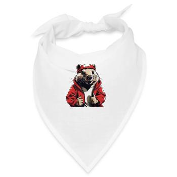 Cooler Biber mit roter Jacke - Bandana - Weiß - Vorne