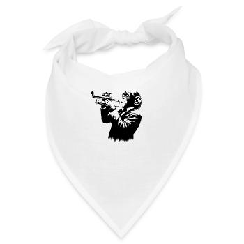 Trompeter im Affen Orchester StreetArt Banksy - Bandana - Weiß - Vorne