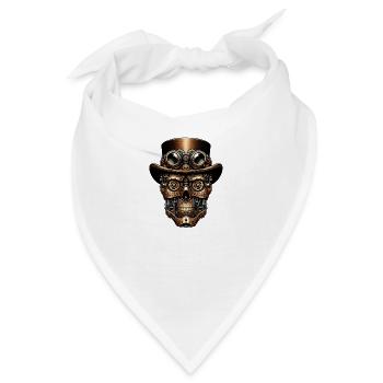 Steampunk-Roboter: Mechanisches Gesicht - Bandana - Weiß - Vorne