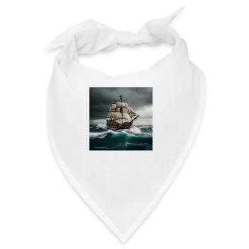 Piratenschiff auf hoher See - Bandana - Weiß - Vorne