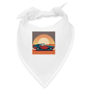 Oldtimer / Auto / Sonnenuntergang - Bandana - Weiß - Vorne