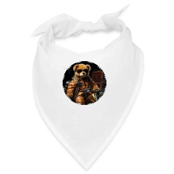 Cooler Plüschbär als Motorrad Fahrer - Bandana - Weiß - Vorne