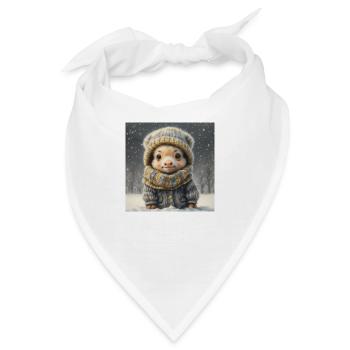 Niedliches Fantasietier mit Kleidung im Schnee - Bandana - Weiß - Vorne