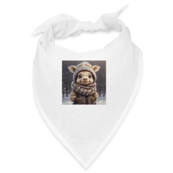 Niedliches Wintertier mit Kleidung an - Bandana - Weiß - Vorne