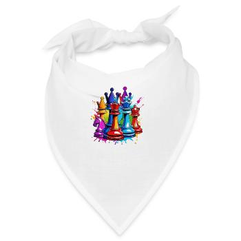 Schach / Figuren / Strategie / Denksport / Nerd - Bandana - Weiß - Vorne