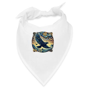 Hugin & Munin - Odins Raben mit Runenschrift - Bandana - Weiß - Vorne