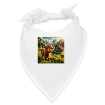 Hochlandkuh in malerischer Schweizer Landschaft - Bandana - Weiß - Vorne