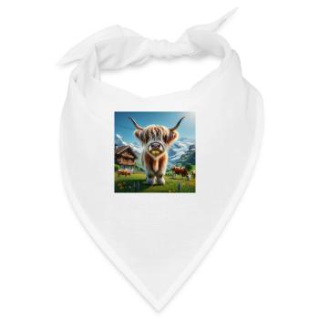 Highland cow with large impressive horns - Bandana - Weiß - Vorne