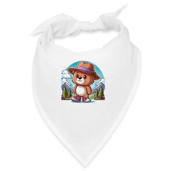 Süßer Bär mit Hut - Bandana - Weiß - Vorne