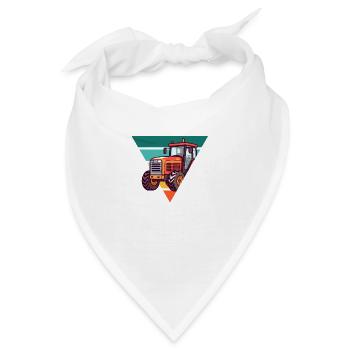 Vintage Traktor - Geschenkidee - Bandana - Weiß - Vorne