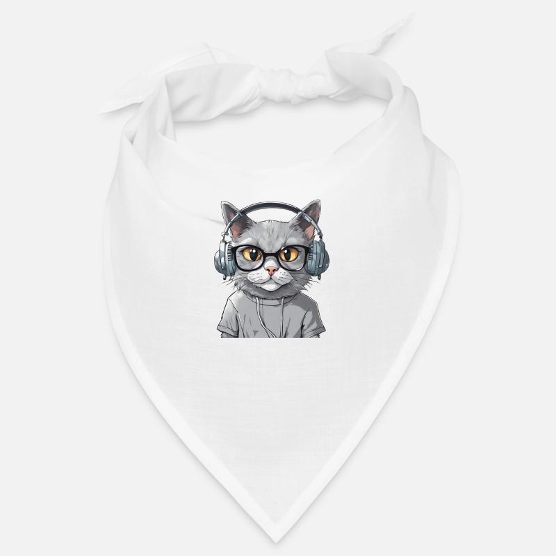 Chat gris developpeur web Bandana