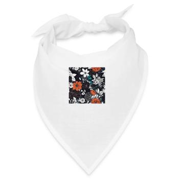 Dunkle Blüten - Bandana - Weiß - Vorne