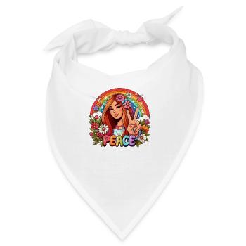 Mädchen zeigt Friedenszeichen - Bandana - Weiß - Vorne