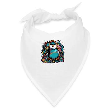 Farbenfroher Pinguin - Bandana - Weiß - Vorne