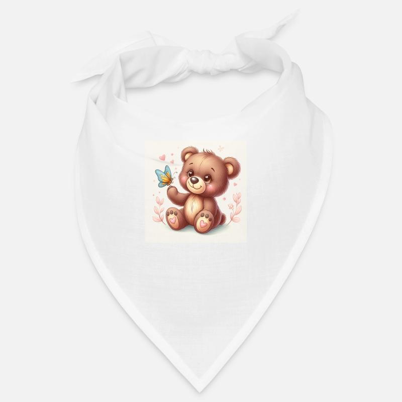 Ourson mignon avec papillon - Bandana - blanc